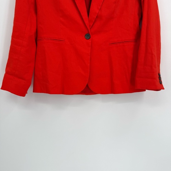 J.Crew Parke Orange Linen Blend One Button Blazer Women's Size 10 NWT Lined - Picture 3 of 9